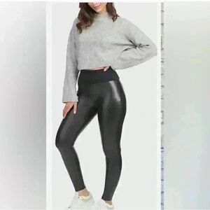 ASSETS by SPANX Women's All Over Faux Leather Leggings Black